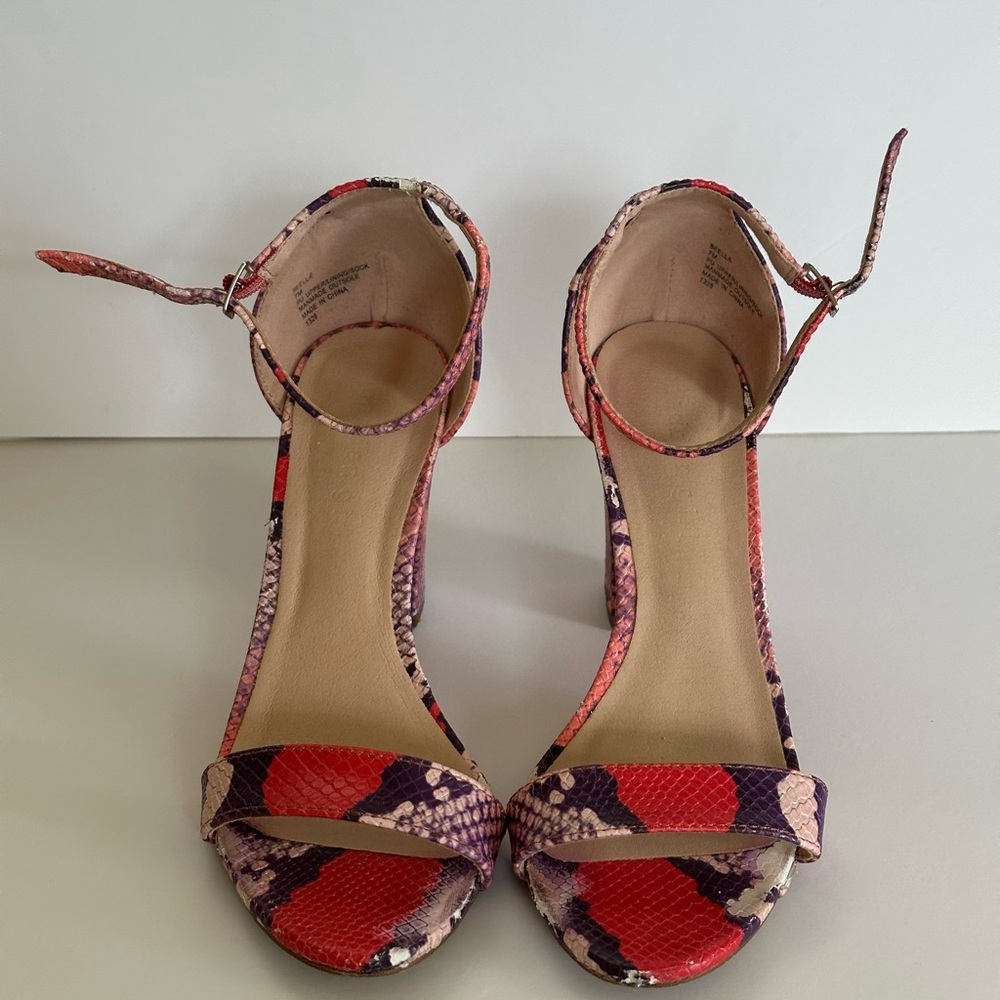 Madden Girl Red and Purple Ankle-Strap Heels - Picture 2 of 5